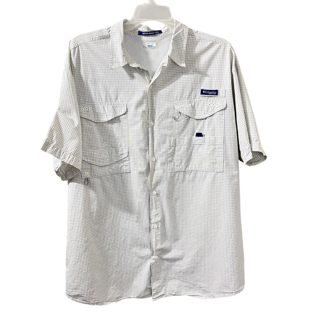Columbia PFG Fishing Shirt Mens XXL Plaid Vented Short Sleeve Button Down